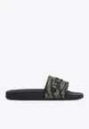 Givenchy Logo-embossed Camouflage-print Leather Slides In Green