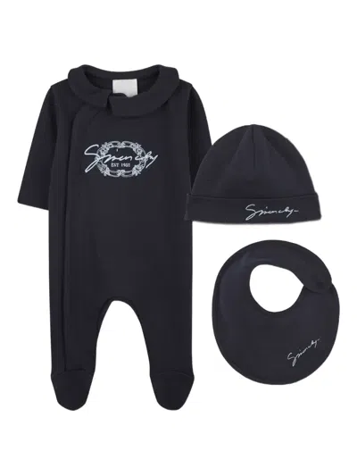 Givenchy Logo-embroidered Babygrow Set In Black