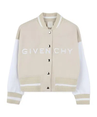 Givenchy Logo-embroidered Bomber Jacket In Nude