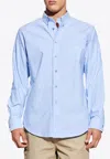 Givenchy Button-down Shirt With Pointed Collar And Embroidered Detail In Blue