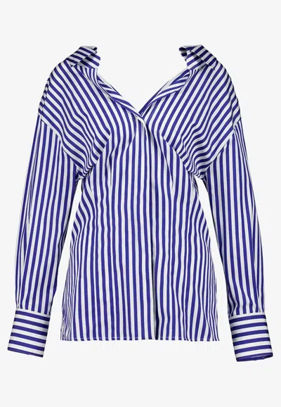 Givenchy Long Sleeve Striped Shirt Buttoned Cuffs Collar In Blue