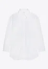 Givenchy Cotton Shirt Asymmetric Hemline Long Sleeves Buttoned Cuffs In White