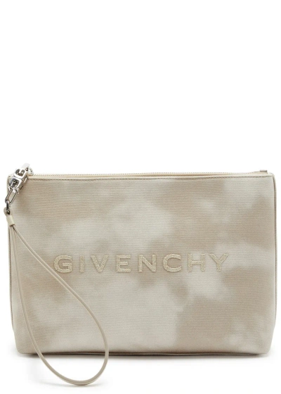 Givenchy Logo-embroidered Canvas Cosmetics Pouch In Neutral