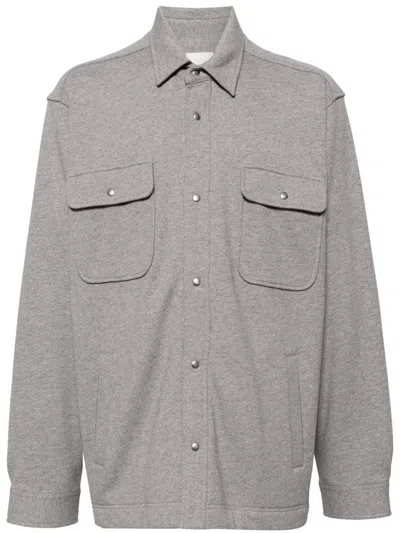 Givenchy Logo-embroidered Cotton-jersey Shirt In Grey