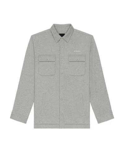 Givenchy Logo-embroidered Cotton-jersey Shirt In Gray