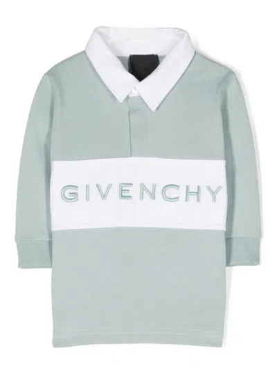 Givenchy Babies' Logo-embroidered Cotton Polo Shirt In Blau
