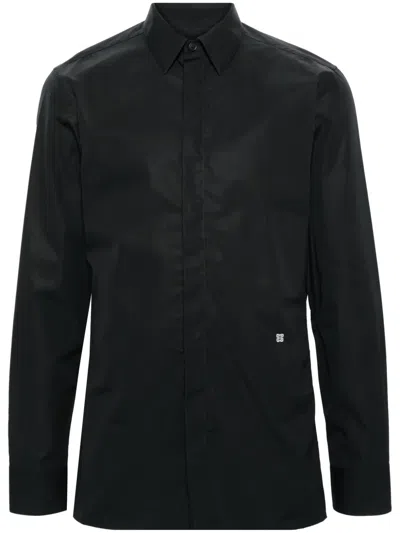 Givenchy Logo-embroidered Cotton Shirt In Black