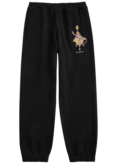 Givenchy Logo Embroidered Cotton Sweatpants In Black