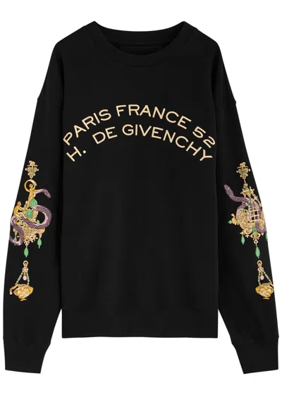 Givenchy Logo Embroidered Cotton Sweatshirt In Black