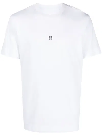 Givenchy T-shirt Slim En Coton Brodé 4g In White