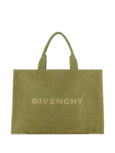 Givenchy Logo-embroidered Cotton Tote Bag In Grün
