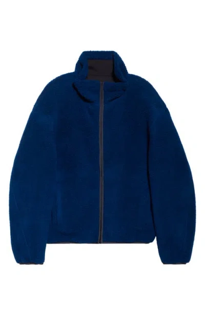Givenchy Logo Embroidered Couture Sleeve Fleece Jacket In Blue