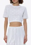 Givenchy Cropped Sweater In Monogram 72 Jacquard In White