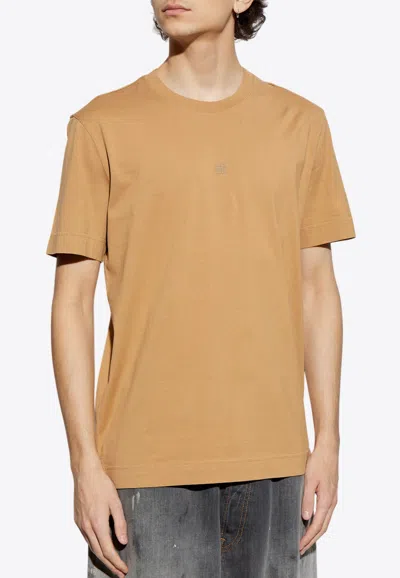 Givenchy Logo-embroidered Crewneck T-shirt In Brown
