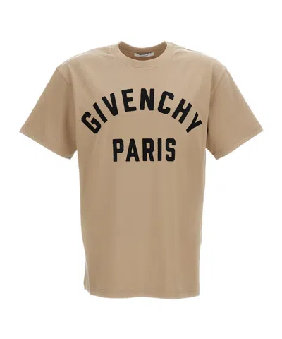 Givenchy Logo Embroidered Crewneck T-shirt In Neutral