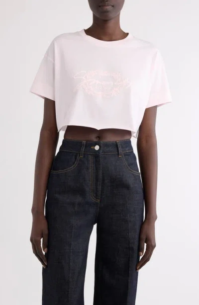 Givenchy Logo Embroidered Crop T-shirt In Baby Pink