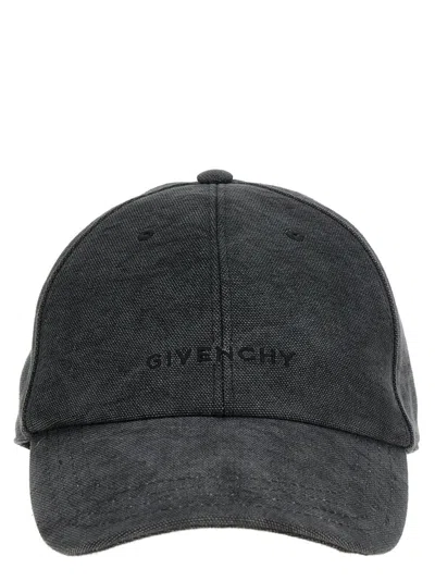 Givenchy Logo Embroidered Denim Baseball Cap In Gray