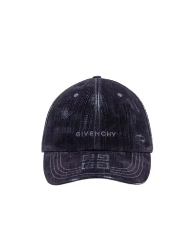 Givenchy Logo Embroidered Denim Cap In Blue