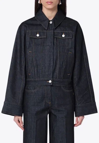 Givenchy Logo-embroidered Denim Jacket In Blue