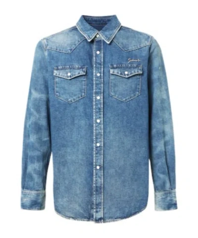 Givenchy Logo Embroidered Denim Shirt In Animal Print