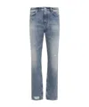 Givenchy Washed Denim Tapered Leg Jeans With Contrast Stitching In Blue