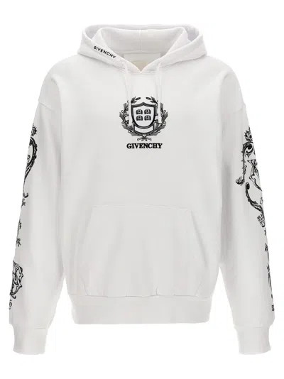 Givenchy Logo Embroidered Drawstring Hoodie In White