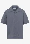 Givenchy Checkered Short-sleeved Cotton Shirt For Men In Blue
