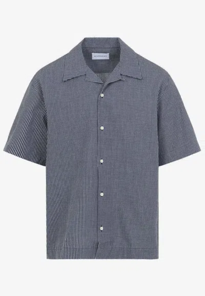 Givenchy Logo Embroidered Grid Check Shirt In Blue