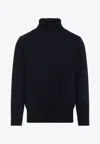 Givenchy Logo-embroidered High-neck Sweater In Blue