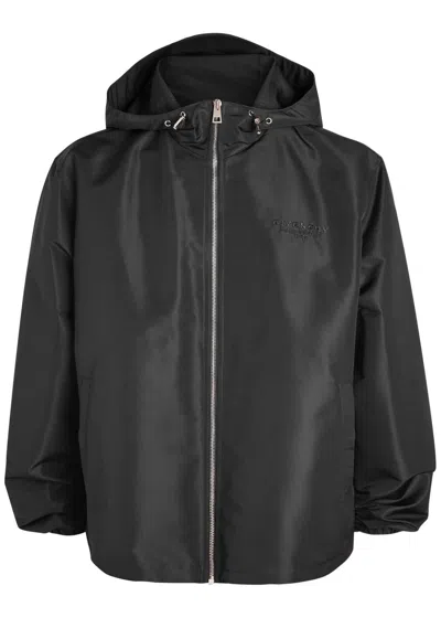 Givenchy Logo-embroidered Hooded Shell Jacket In Black