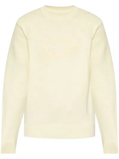Givenchy Mens Ecru Brand-embroidery Crewneck Cotton Jumper In Neutral