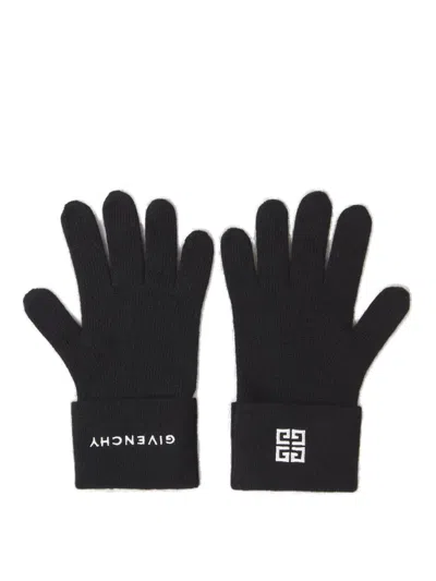 Givenchy Logo Embroidered Knit Gloves In Black