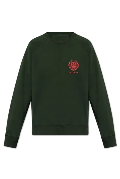 Givenchy Logo Embroidered Knit Jumper In Green