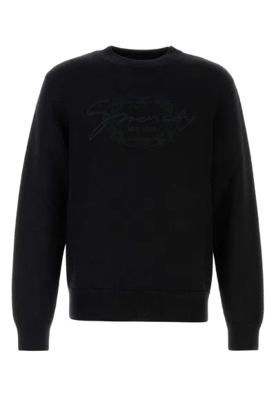 Givenchy Embroidered Logo Wool Sweater In Black