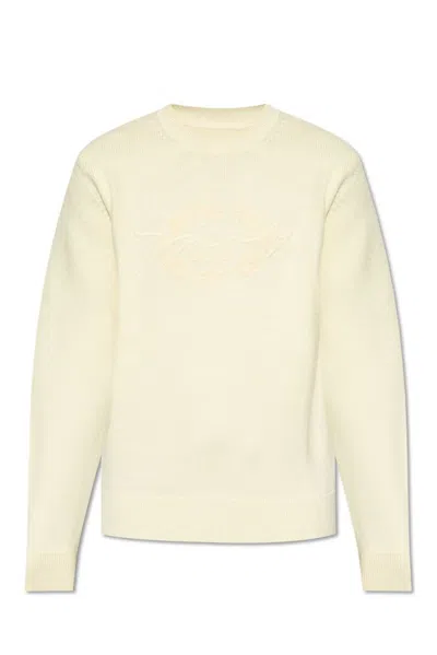 Givenchy Logo Embroidered Wool Sweater In Beige