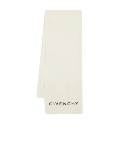 Givenchy Logo-embroidered Knitted Scarf In White
