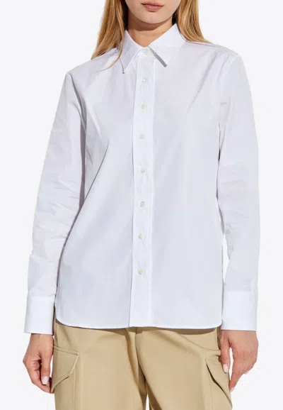 Givenchy Logo Embroidered Long-sleeved Shirt In White