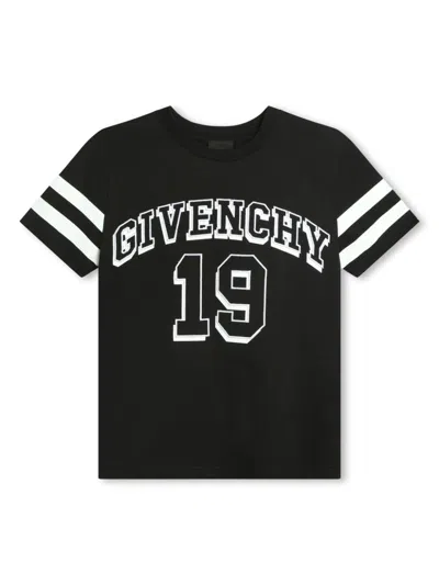 Givenchy Kids' Logo-embroidered Organic Cotton T-shirt In Black