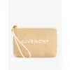 GIVENCHY GIVENCHY WOMEN'S 101-NATURAL LOGO-EMBROIDERED RAFFIA POUCH