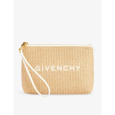 Givenchy Womens 101-natural Logo-embroidered Raffia Pouch