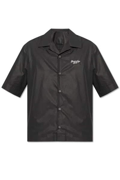 Givenchy Short Sleeve Boxy Fit Shirt With Hawaiian Collar In Black