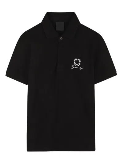 Givenchy Kids' Logo-embroidered Short-sleeve Polo Shirt In Black