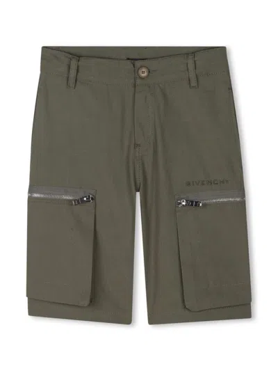Givenchy Kids' Logo Embroidered Shorts In Grün