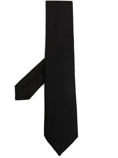 Givenchy Logo-embroidered Silk Tie In Black
