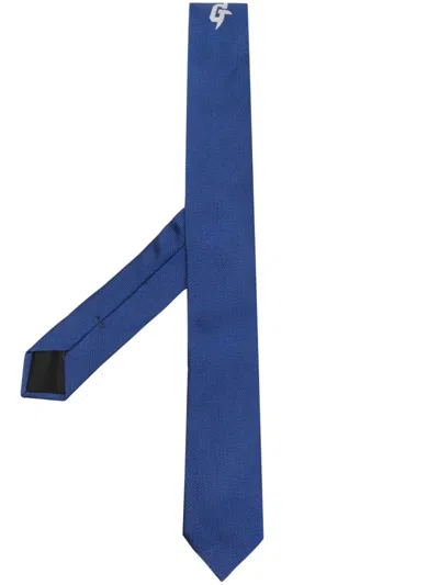 Givenchy Logo-embroidered Silk Tie In Blue