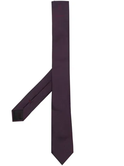 Givenchy Logo-embroidered Silk Tie In Purple