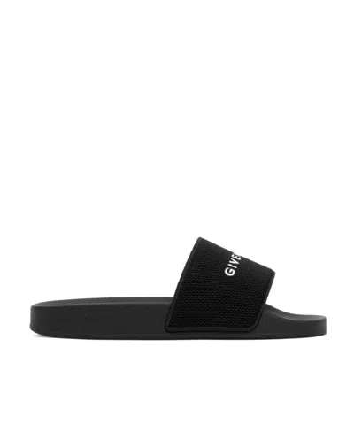Givenchy Logo-embroidered Slides In Black