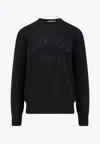 Givenchy Black Crew Neck Sweater With Logo Lettering On The Front In Cotton Man In Black