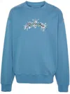 Givenchy Boxy Fit Cotton Floral Logo Graphic Sweatshirt In Blue