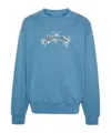 Givenchy Boxy Fit Cotton Floral Logo Graphic Sweatshirt In Blue